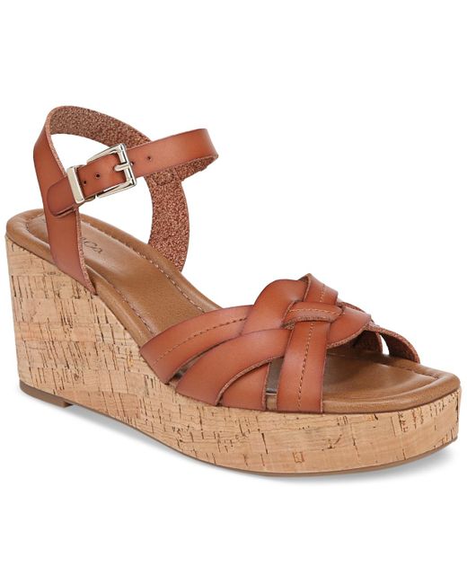 Style & Co. Brown Cerres Ankle-strap Espadrille Wedge Sandals