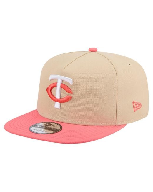 KTZ Pink Light Beige/coral Cleveland Guardians Color Pack A-frame 9fifty Snapback Hat for men