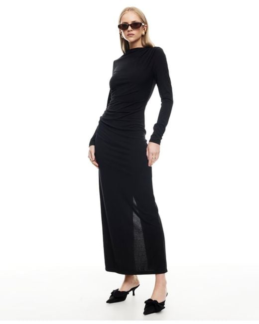 Lioness Black Contour Maxi Pull-on Dress