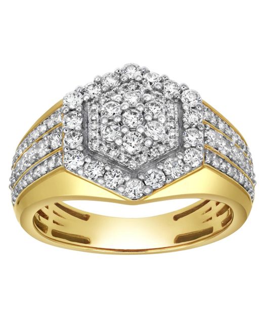 LuvMyJewelry Metallic World Champ Natural Certified Diamond 1.45 Cttw Round Cut 14k Gold Statement Ring for men