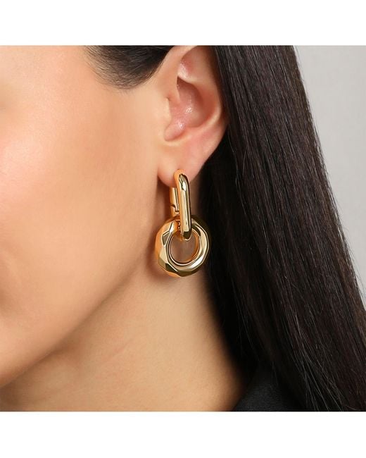 BCBGMAXAZRIA Metallic Tone Modern Hoop Earrings