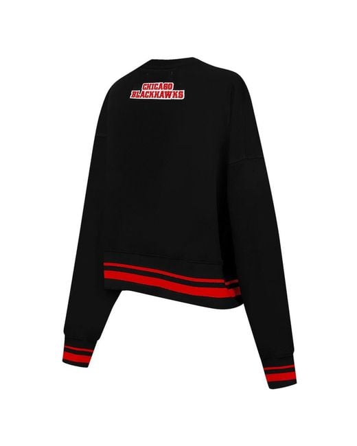 Pro Standard Black Chicago Hawks Area Code Cropped Pullover Sweatshirt