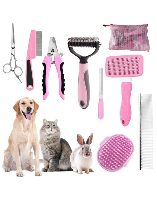 Aronkl Pink Multi Piece Pet Grooming Kit