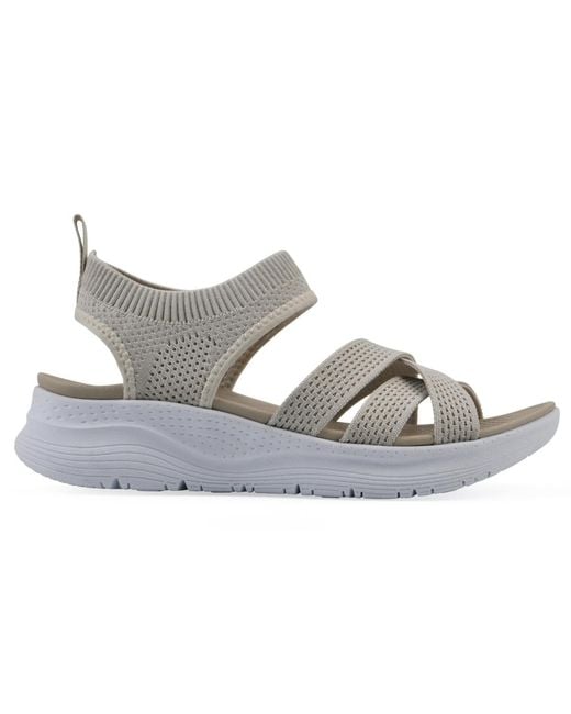 White Mountain Gray Charry Round Toe Flat Sandals