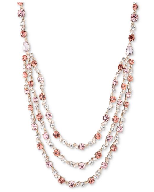 Givenchy Metallic Gold-tone Crystal Multi Row Necklace