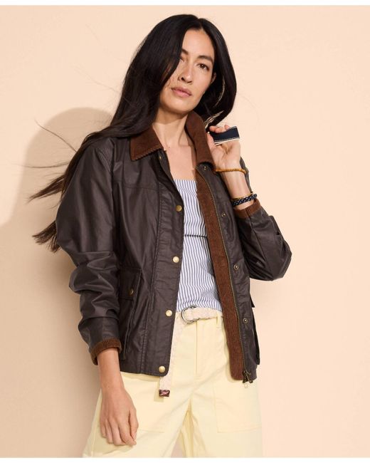 Lands' End Black Waxed Cotton Barn Jacket