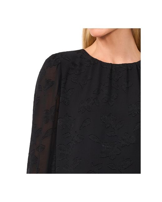 Cece Blue Smocked-cuff Blouse