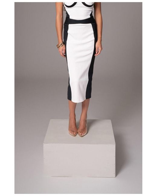 JLUXLABEL Gray Celebration Colorblock Midi Skirt
