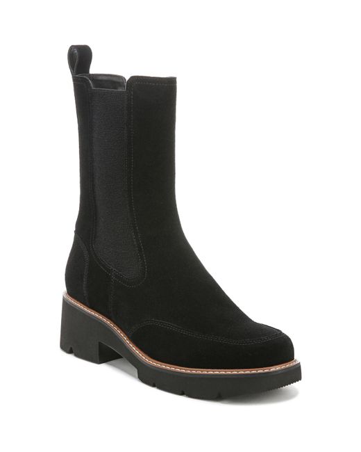 Naturalizer Leather Domino Mid Shaft Boots in Black Suede (Black) Lyst