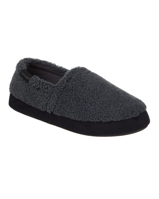 Isotoner Black Berber Closed Back Slippers for men