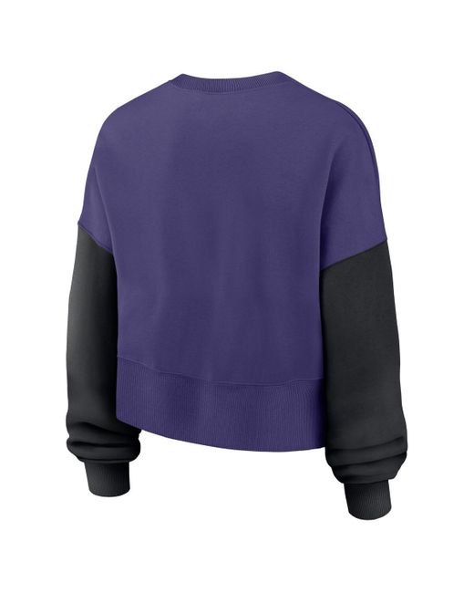 Nike Blue Baltimore Ravens Oversized Color-block Pullover Sweatshirt