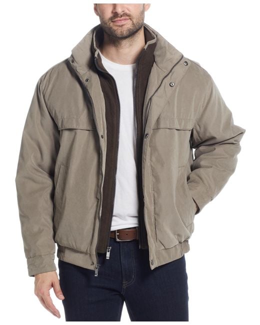 Weatherproof Gray Microfiber Poly Filled Bomber Jacket for men