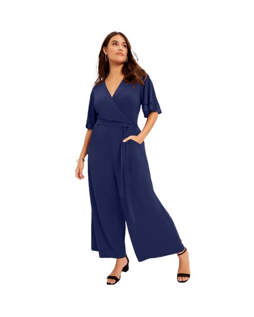 June + Vie Blue June + Vie Plus Size June + Vie Wide-leg Jumpsuit