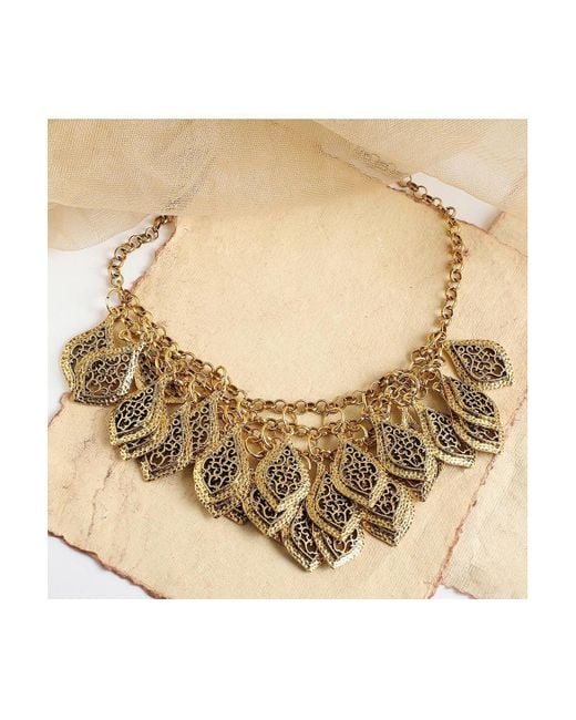 SOH Metallic Leaf Statement Necklace