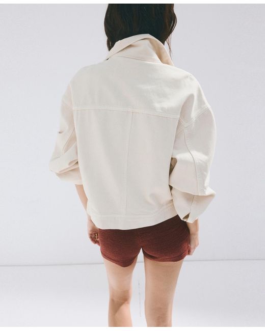 Mango White Pockets Denim Jacket