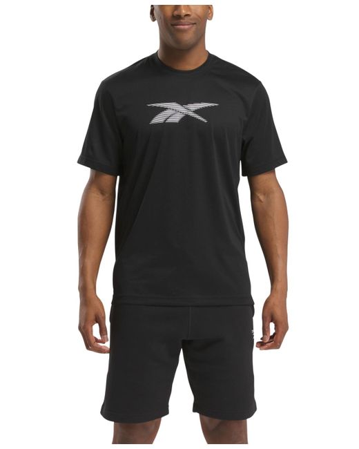 Reebok Black Vector Performance Short Sleeve Logo Graphic T-shirt for men