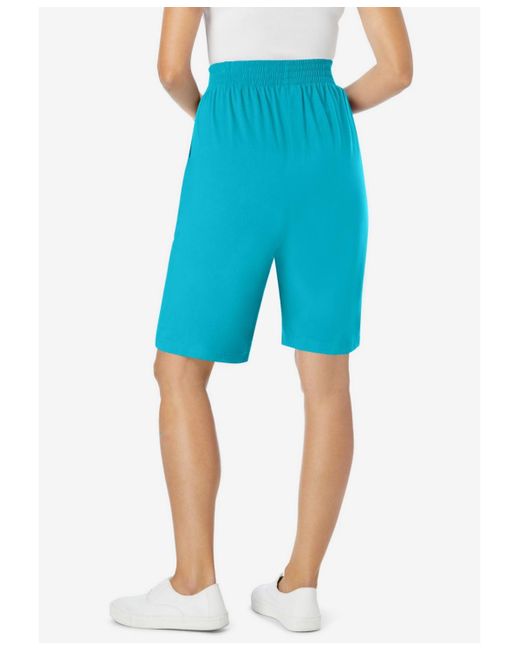 Woman Within Blue Within Elastic-waist Knit Short