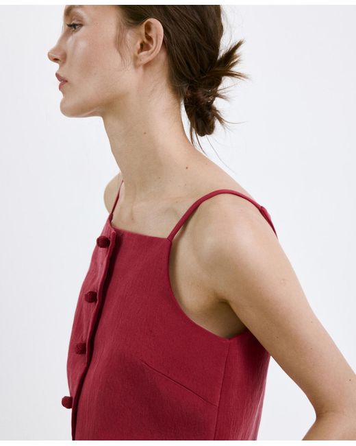 Mango Red Lyocell Button Top