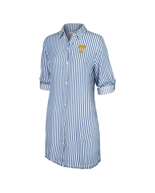 Tommy Bahama Blue/white Philadelphia Eagles Chambray Stripe Cover-up Shirt Dress