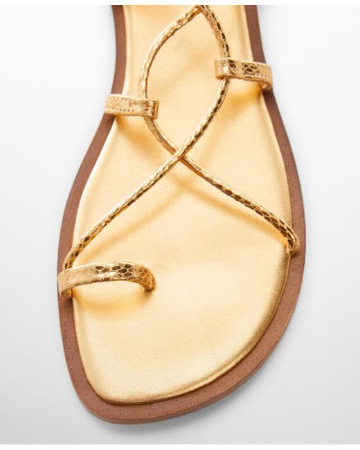 Mango Metallic Leather Straps Sandals