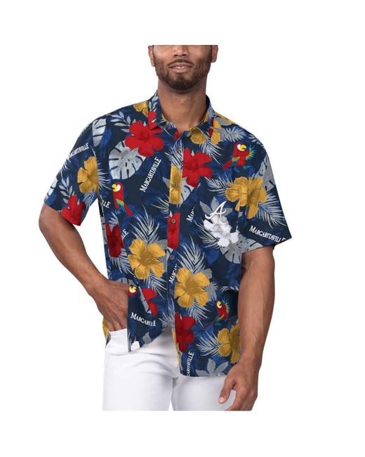 Margaritaville Blue Atlanta Braves Island Life Floral Party Button-up Shirt for men