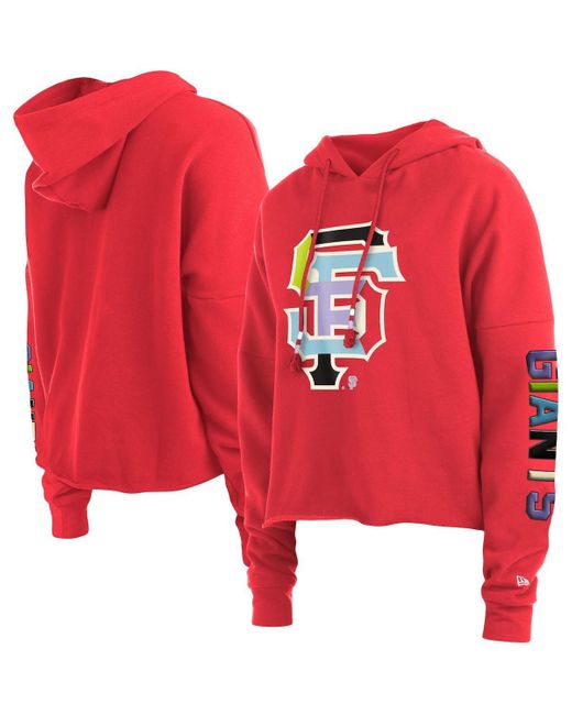KTZ Red San Francisco Giants Fashion High Hip Pullover Hoodie