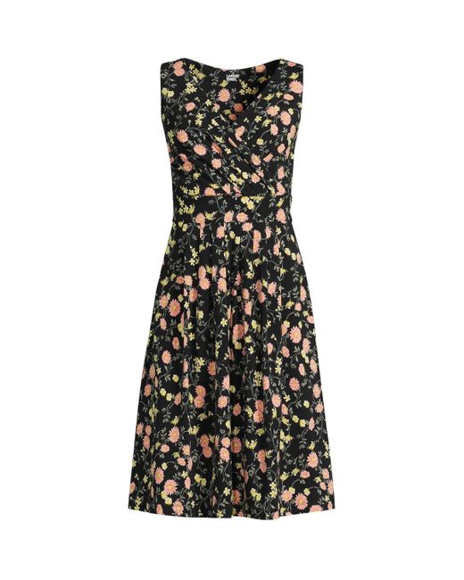 Lands' End Black Petite Fit And Flare Dress