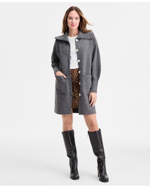 On 34th Gray Collared Duster Cardigan