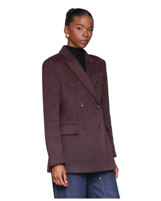 Avec Les Filles Purple Notched-collar Blazer Coat
