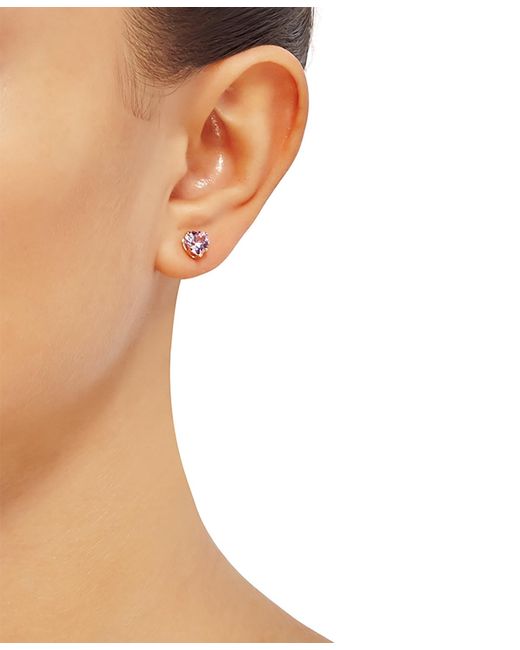 Macy's Pink 2-pc. Set Lab-created Sapphire Heart Pendant Necklace & Matching Stud Earrings (3-1/6 Ct. T.w.