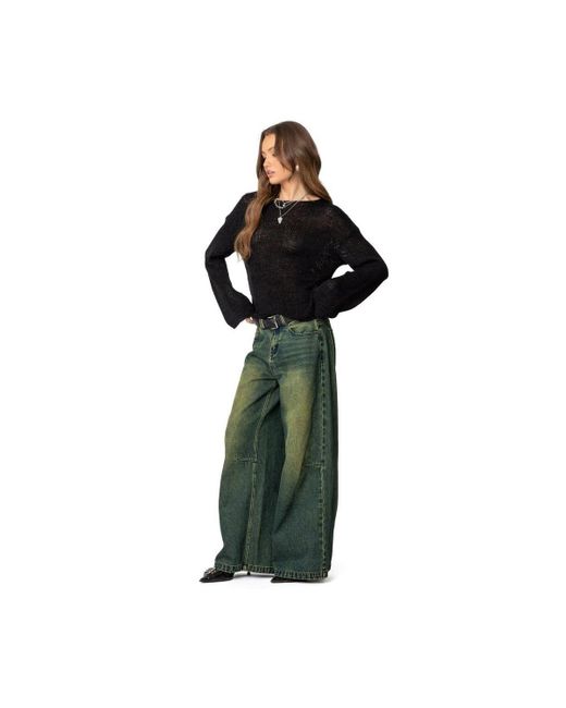 Edikted Green Shawn Washed Low Rise Jeans