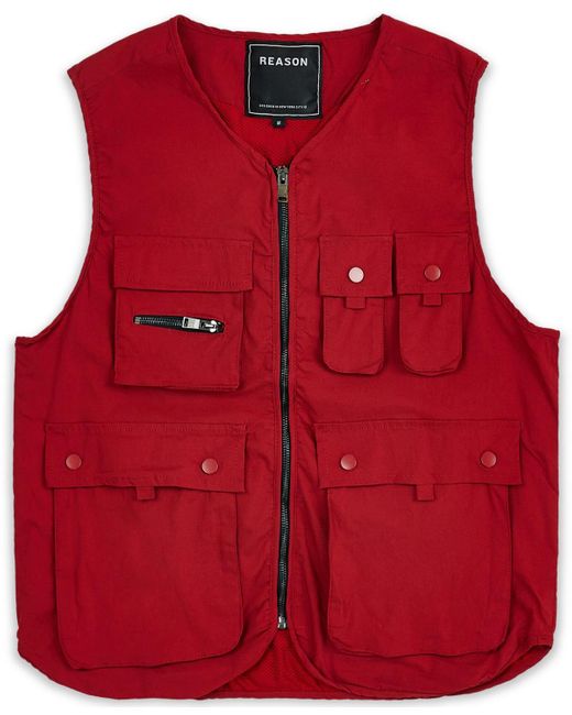 Reason Red Parkwood Utility Full Zip Vest for men