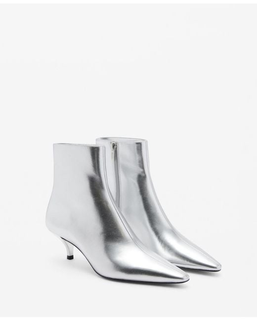 Mango White Metallic Effect Pointed Toe Boots