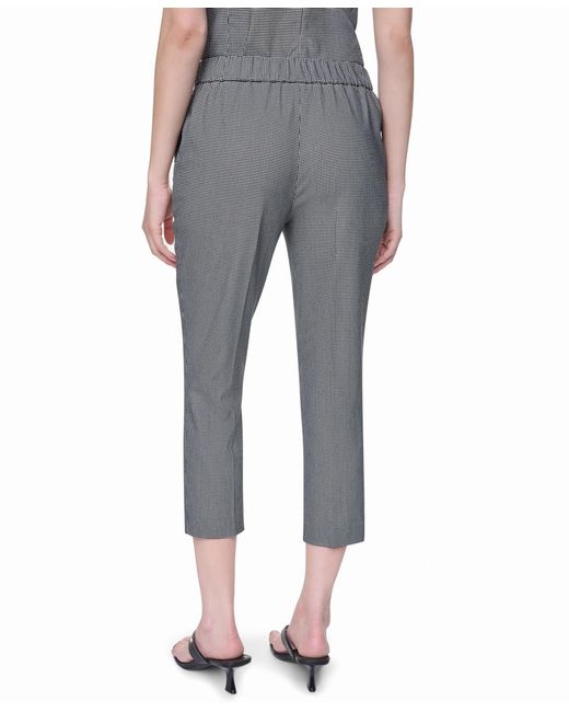 DKNY Gray Petite Houndstooth Millenium Ankle Pants