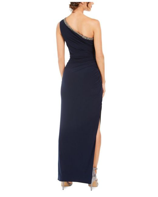Adrianna Papell Synthetic Petite One-shoulder Jersey Gown in Midnight Navy  (Blue) - Save 5% | Lyst Canada