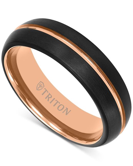 Triton Blue Two-tone Brushed Finish Wedding Band for men