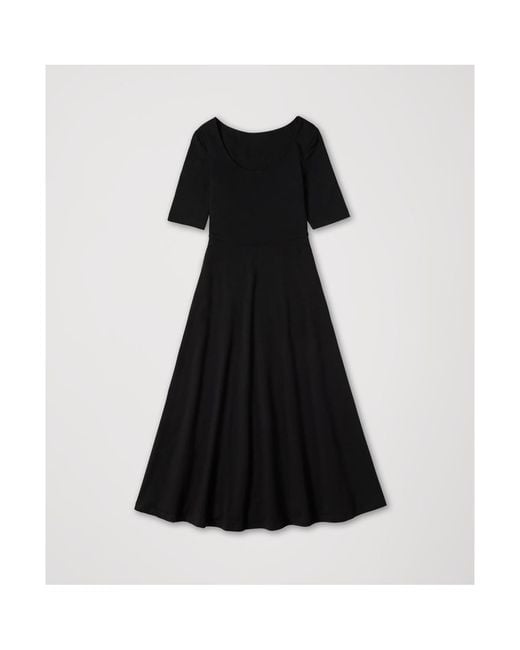 Pact Women's Black Organic Cotton Fit & Flare Scoop Midi Dress -  hulwithkids.com