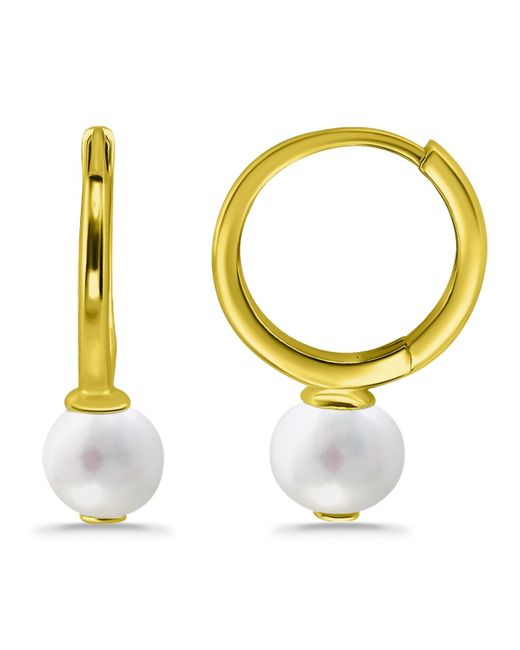 Macy's Metallic White Cultured Pearl huggie Hoop Earring