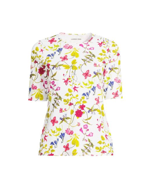 Lands' End White Elbow Sleeve Relaxed Upf 50 Rash Guard