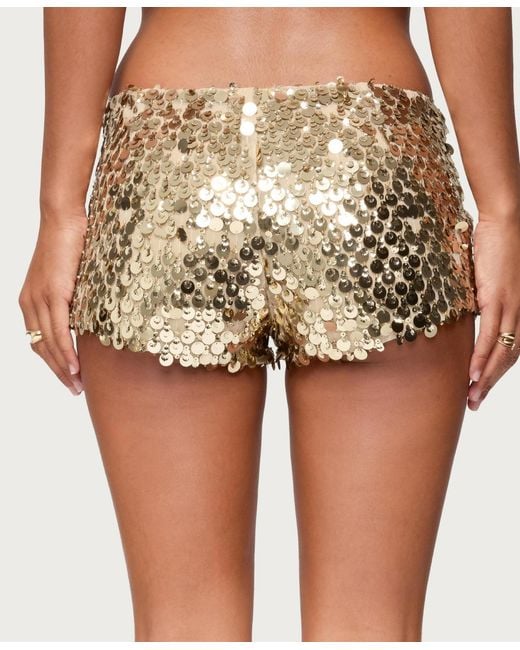 Edikted Metallic Macie Sequin Micro Shorts