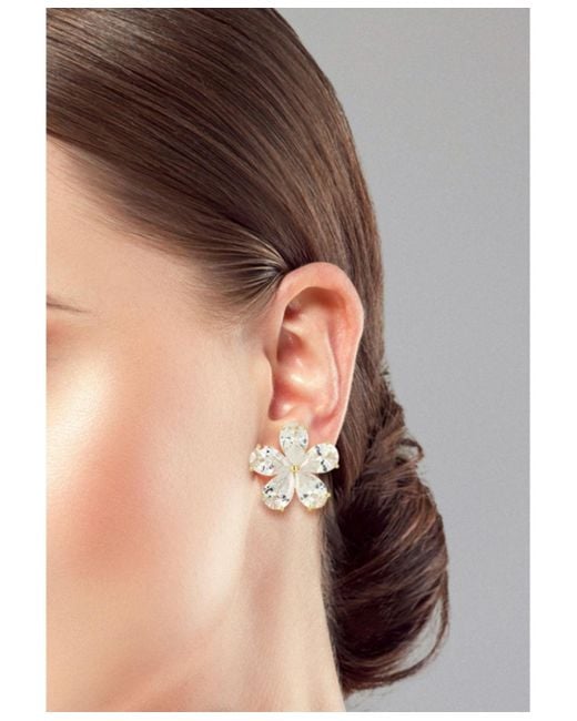 Rachel Zoe Metallic 14k Plated Sterling Silver Statement Flower Omega Back Earrings