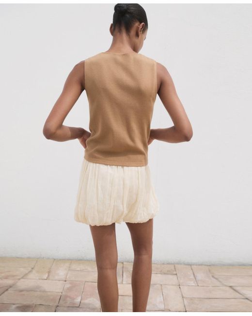 Mango White Buttoned Fine-knit Vest