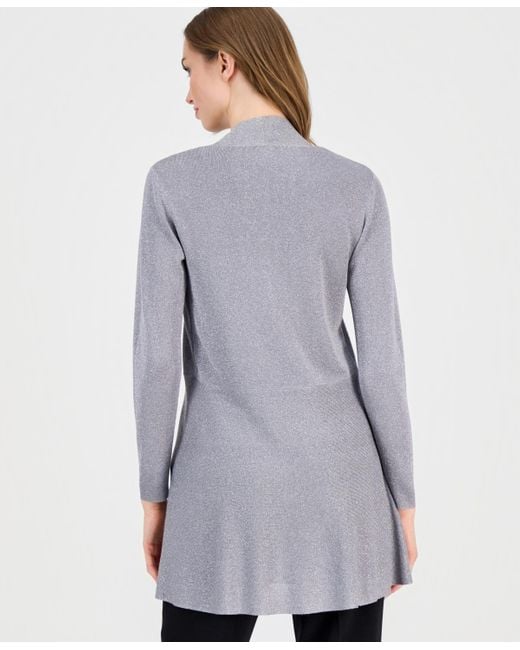 Anne Klein Blue Monteray Metallic Open-front Cardigan