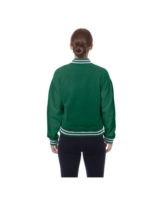 KTZ Green New York Jets Throwback Fleece Full-snap Jacket