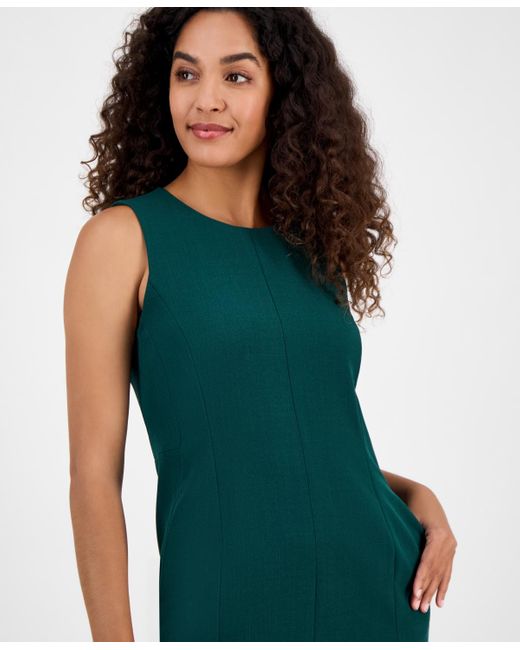 Kasper Green Sleeveless Multi-seam Sheath Dress