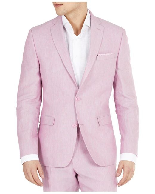 Bar Iii Pink Slim-fit Linen Suit Jackets, Created For Macy's for men