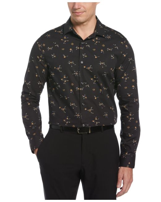 Perry Ellis Ditsy-floral Print Button Shirt in Black for Men | Lyst