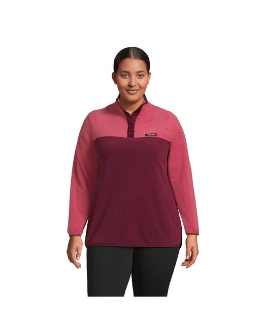 lands end women's heritage fleece snap neck pullover top