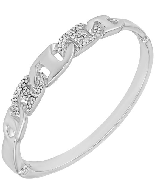 Guess White Glass Stone Chain Link -tone Bangle Bracelet