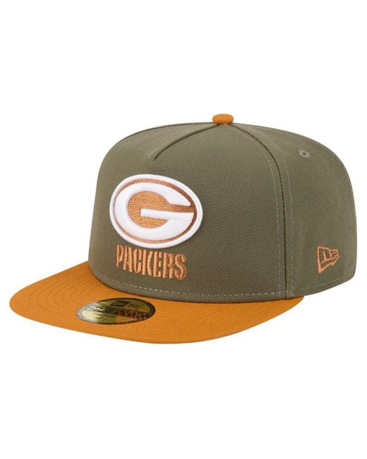 KTZ Â Olive/brown Green Bay Packers Color Pack A-frame 59fifty Fitted Hat for men